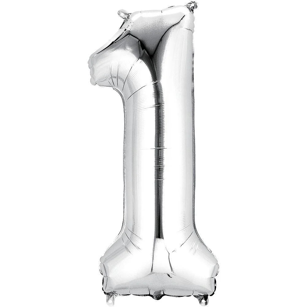 SILVER NUMBER BALLOONS