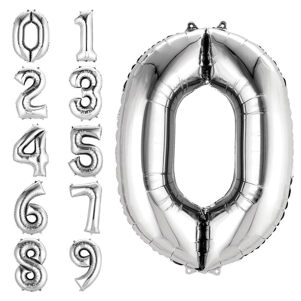 SILVER NUMBER BALLOONS